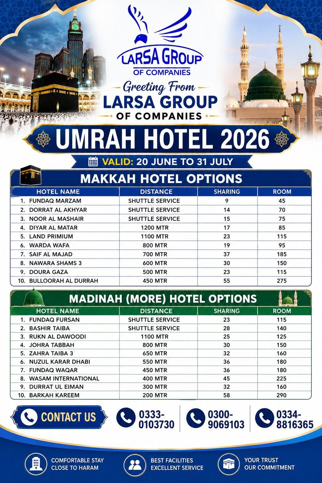 Larsa Group Hotel Umrah Rates